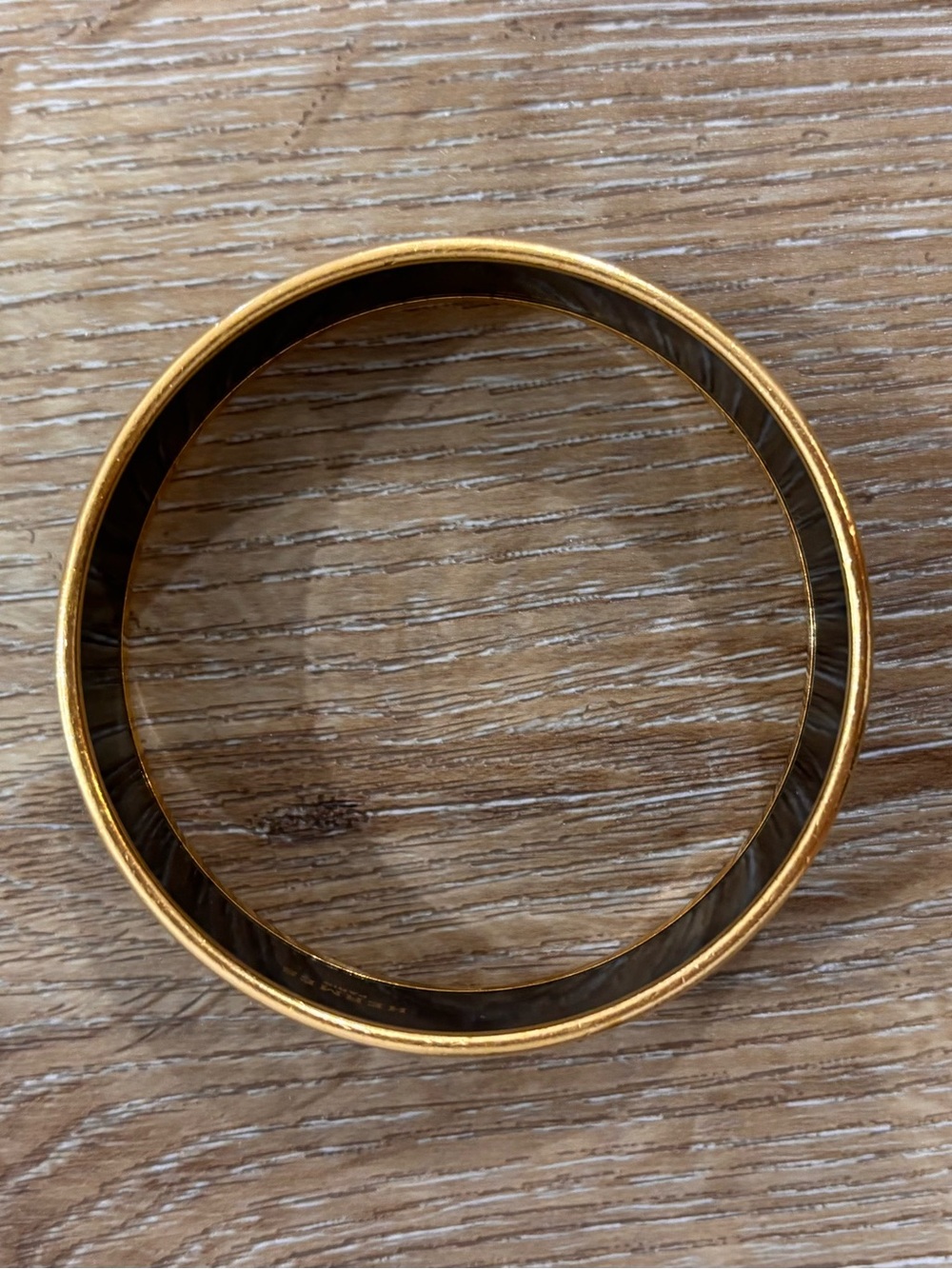 Hermes Black and Gold Enamel Bangle Bracelet with Heraldic Motif - Picture 4 of 6